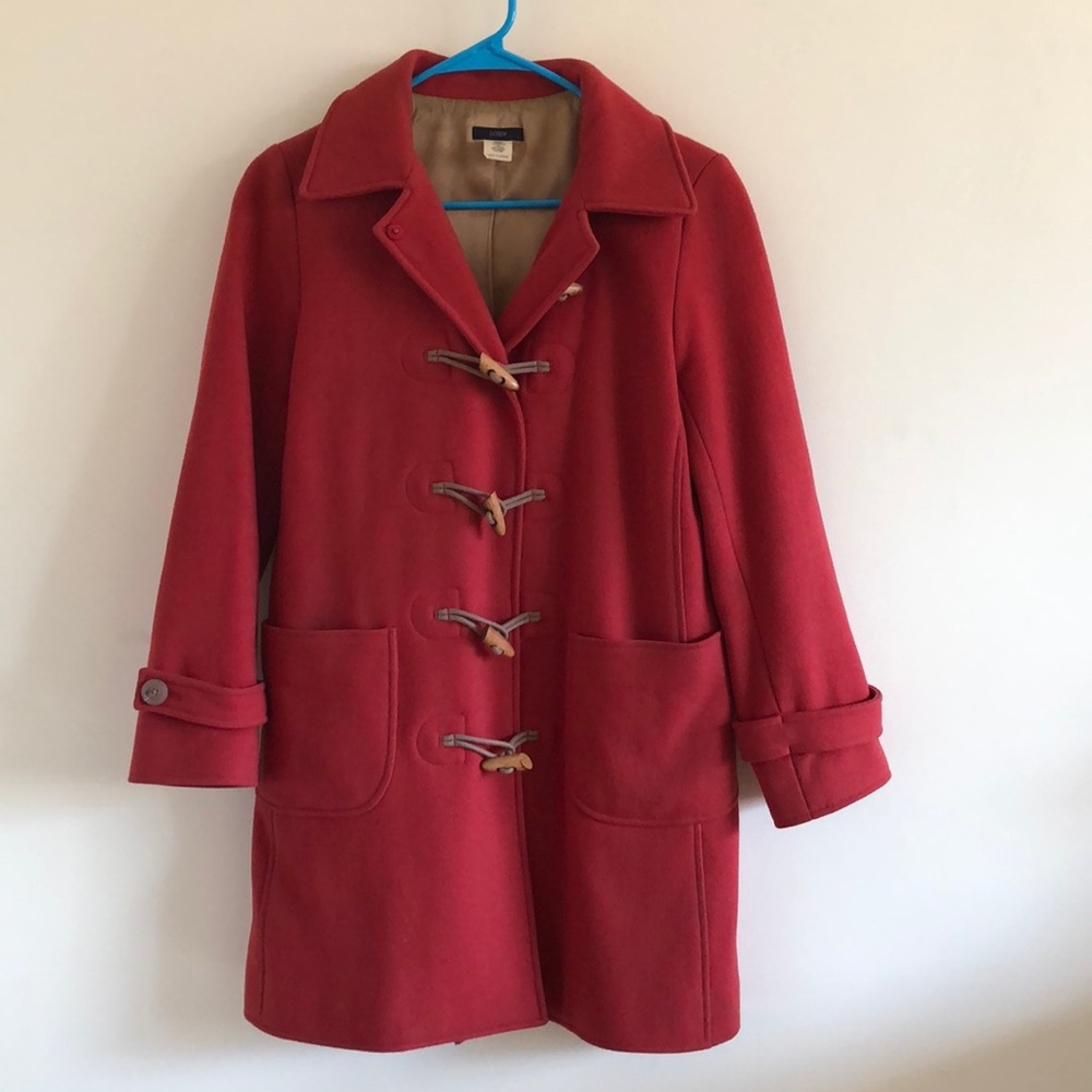 J. Crew Red Pea Coat- Vintage